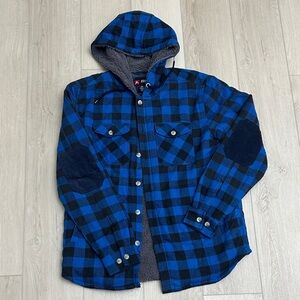 NEW WITH TAGS | BLUE & BLACK PLAID SHERPA-LINED HOODED JACKET